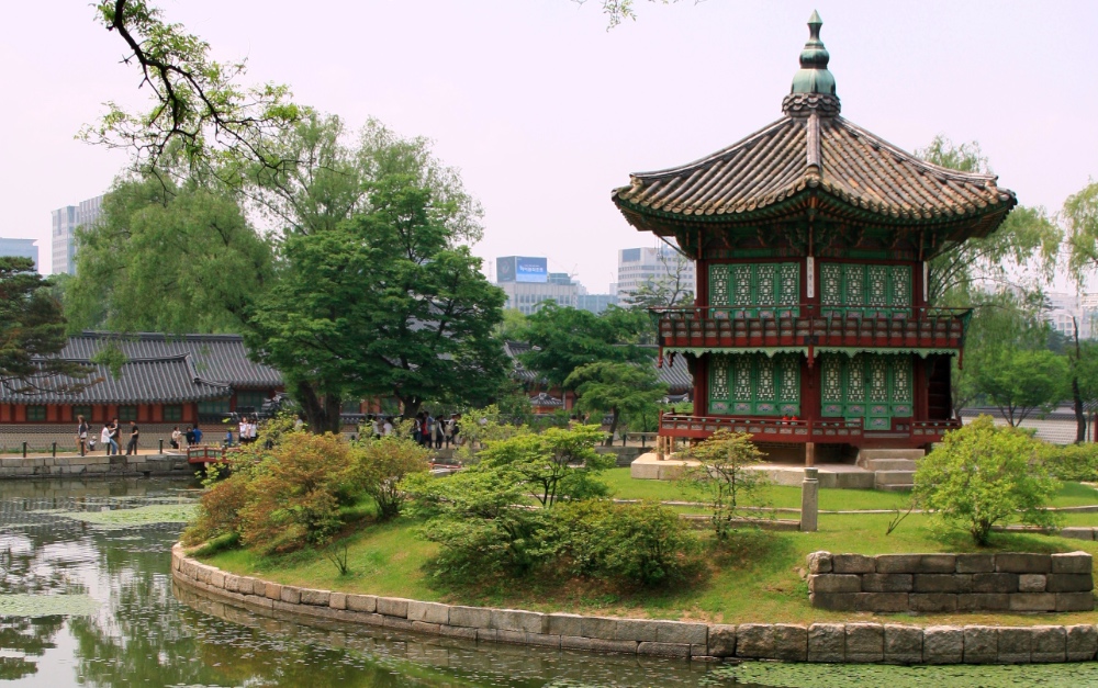 The Hyangwonjeong pavilion at the Gyeongbokgung palace in Seoul.