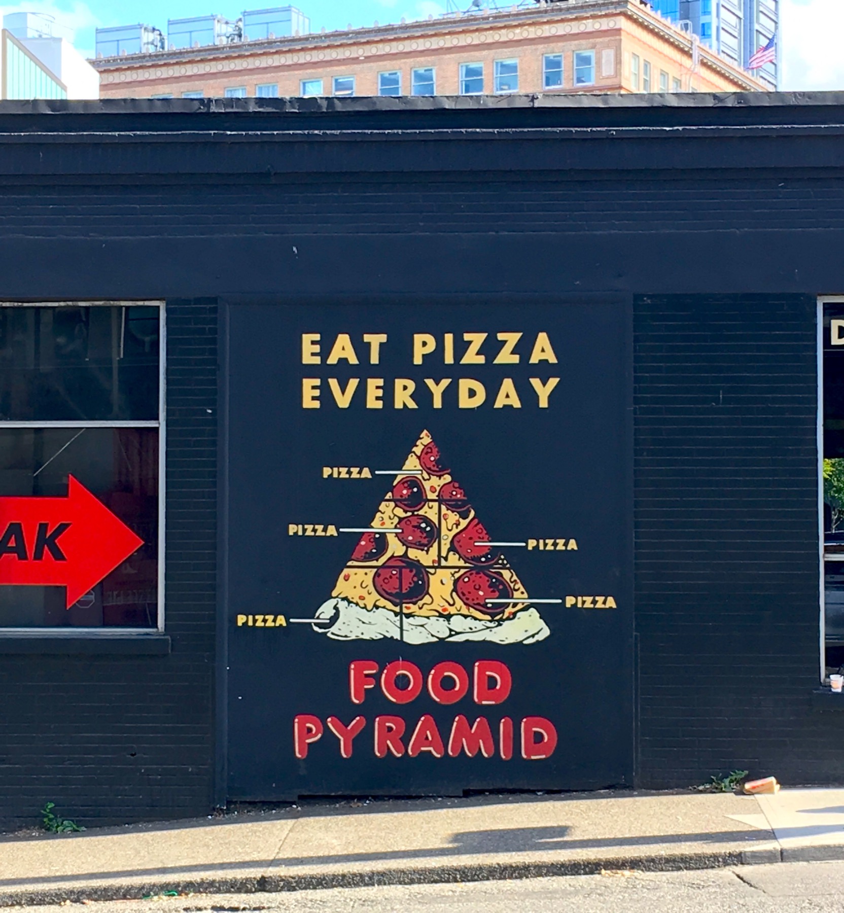 Portland is a very health-conscious city so they insist on painting useful nutrition advice all over the place. Portland is a very health-conscious city so they insist on painting useful nutrition advice all over the place.