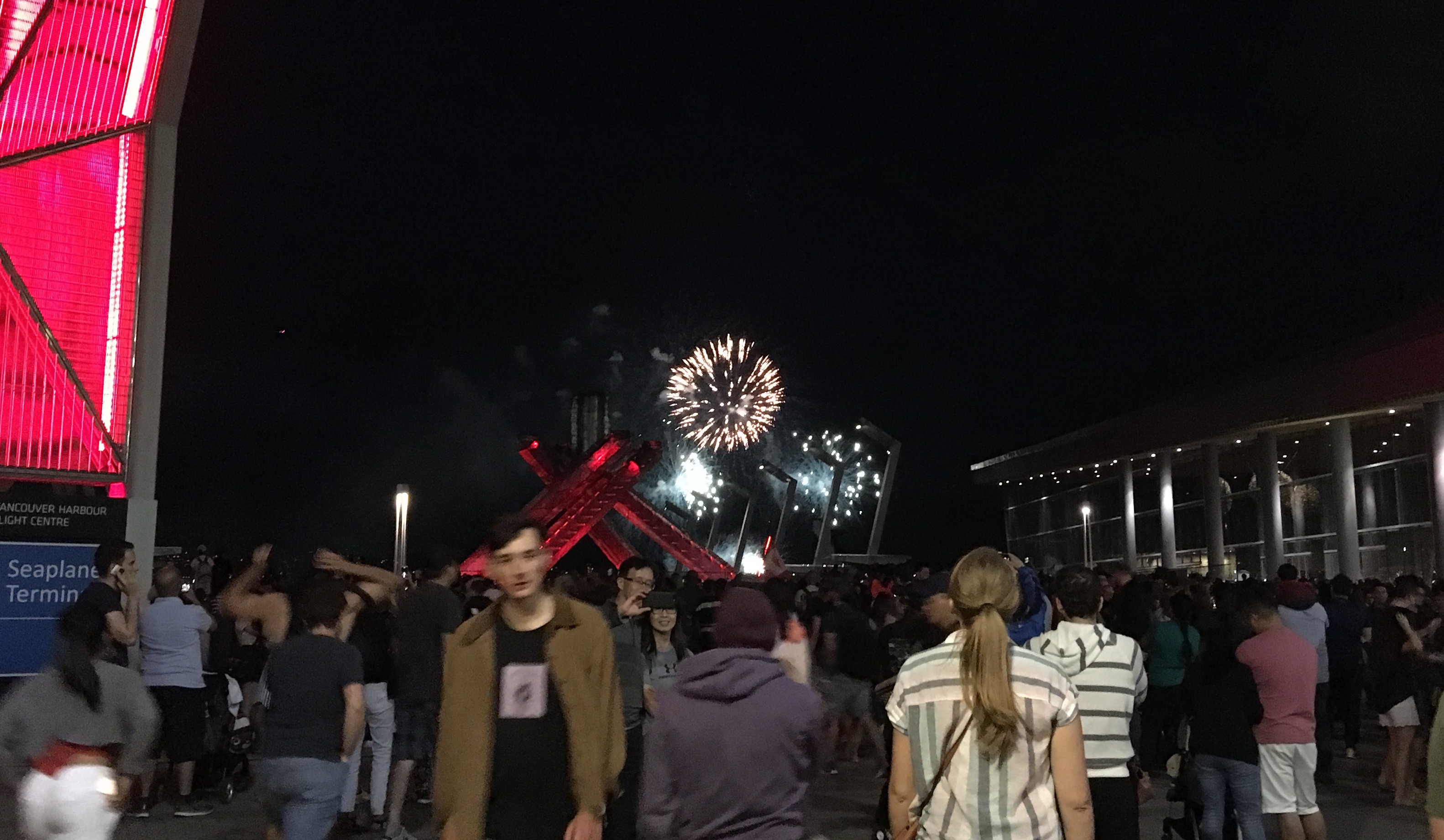 I got to Canada Place just in time to see the last of the fireworks, obscured and from a distance. Cue disappointing trombone. I got to Canada Place just in time to see the last of the fireworks, obscured and from a distance. Cue disappointing trombone.